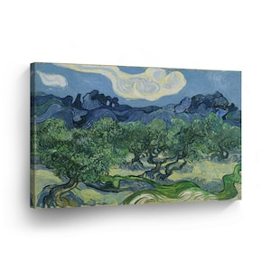 Vincent Van Gogh Olive Trees with the Alpilles in the Background, 1889 Canvas Print Art Wall Art Artwork Stretched and Framed -Ready to Hang