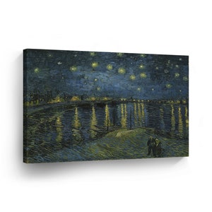 Vincent Van Gogh Starry Night Over the Rhone, 1888-2 Canvas Print Home Decor Wall Art Artwork Stretched and Framed - Ready to Hang