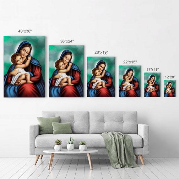 Tableau Sur Toile Vierge à L'Enfant Jésus - Décoration Religieuse - Poster Encadré