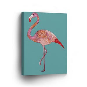 CANVAS PRINT Flamingo Lace Pattern / Home Decor / Wall Art / Pink / Artwork / Decoration /Picture image 1