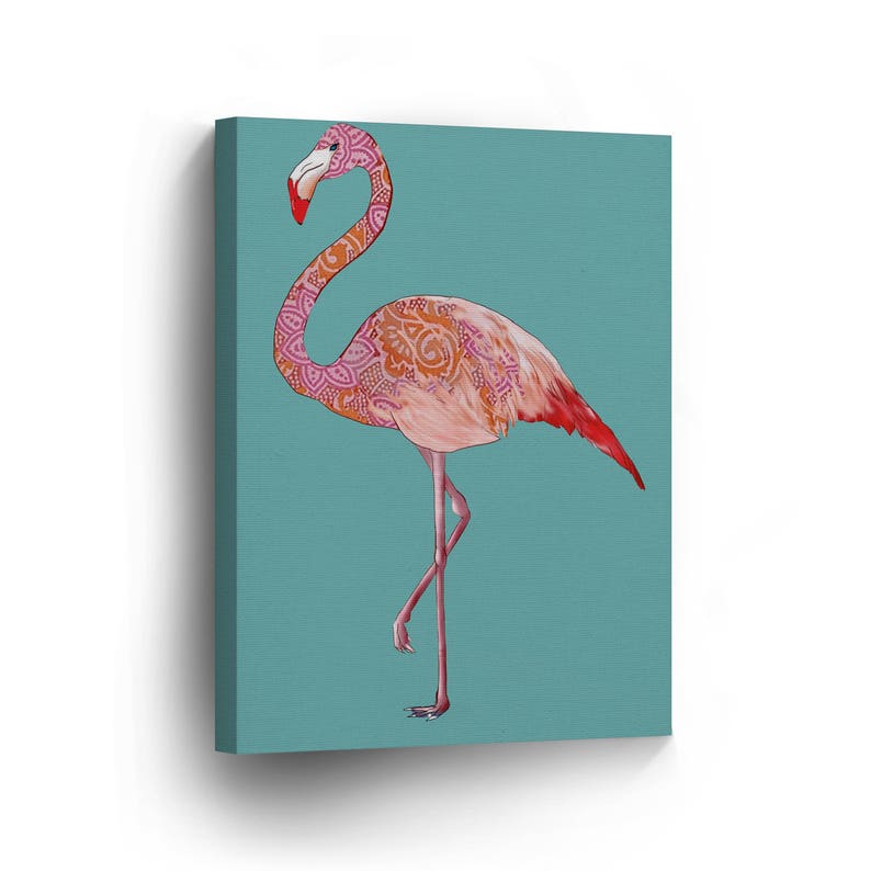 CANVAS PRINT Flamingo Lace Pattern / Home Decor / Wall Art / Pink / Artwork / Decoration /Picture image 1