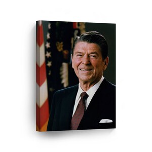 40th President of America Ronald Reagan Portrait METAL or CANVAS Wall Art Print American History Office Library Living Room Home Decor