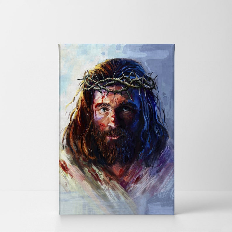 Jesus Christ in a Crown of Thorns Oil Painting Reproduction Canvas Wall ...