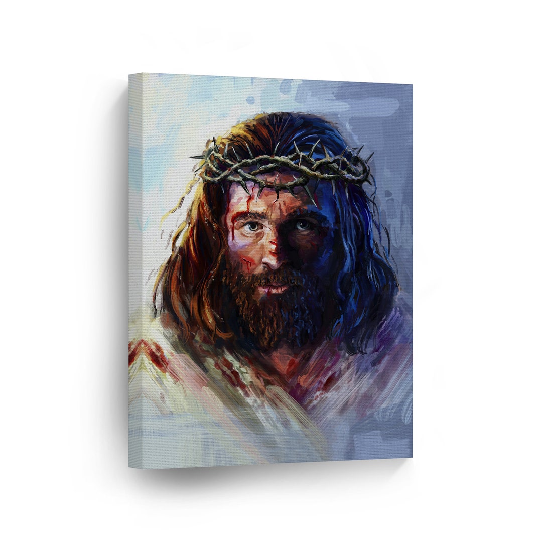 Jesus Christ in a Crown of Thorns Oil Painting Reproduction Canvas Wall ...