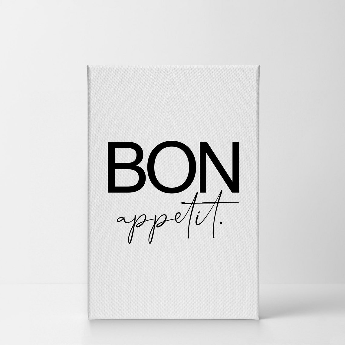 Bon Appetit Black and White Kitchen Canvas Wall Art Print Etsy