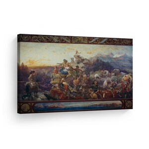 Westward the Course of Empire Takes Its Way, Emanuel Leutze Classic Art Canvas Wall Art Print Oil Painting Reproduction Home Decor