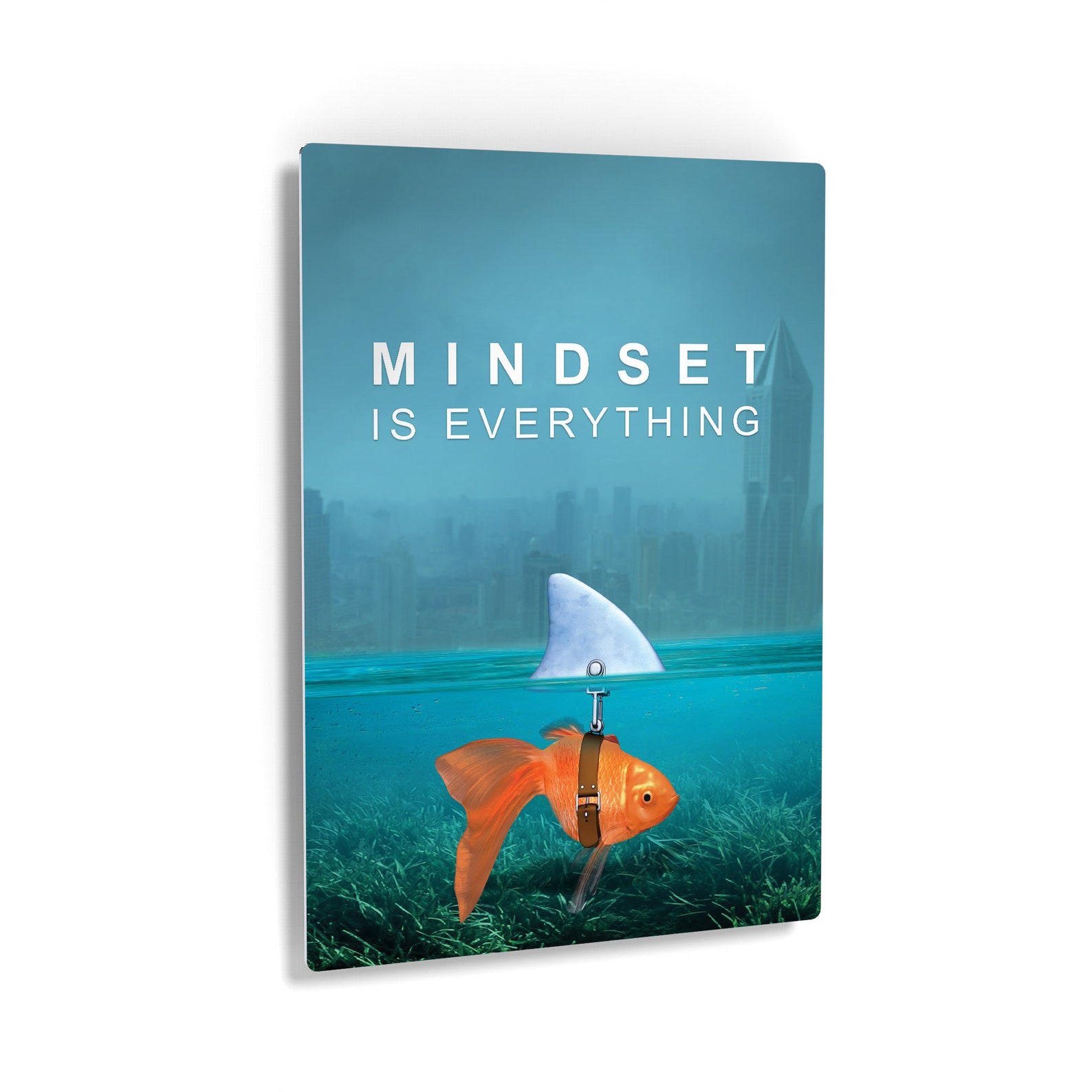 Mindset is Everything Metal Print Fish Shark Entrepreneur Etsy