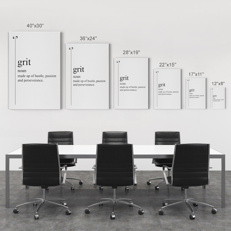 Grit Definition Black and White Dictionary Motivational Canvas Etsy