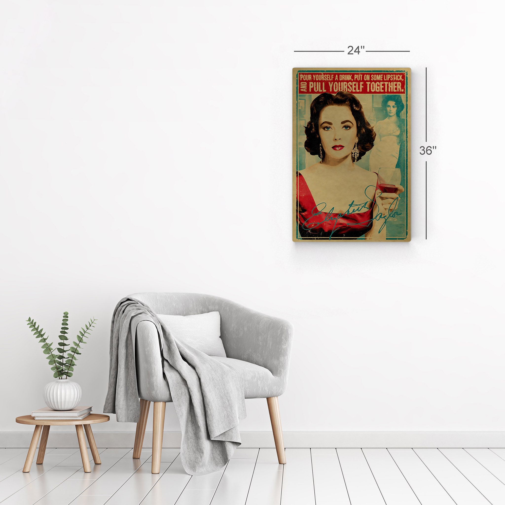 Elizabeth Taylor Vintage Collage With Red Wine and Sign | Etsy