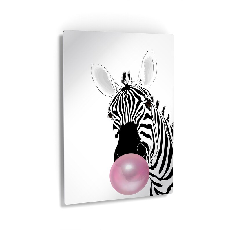 Zebra Animal Bubble Gum Art Pink Chewing Gum Metal Print Wall Etsy