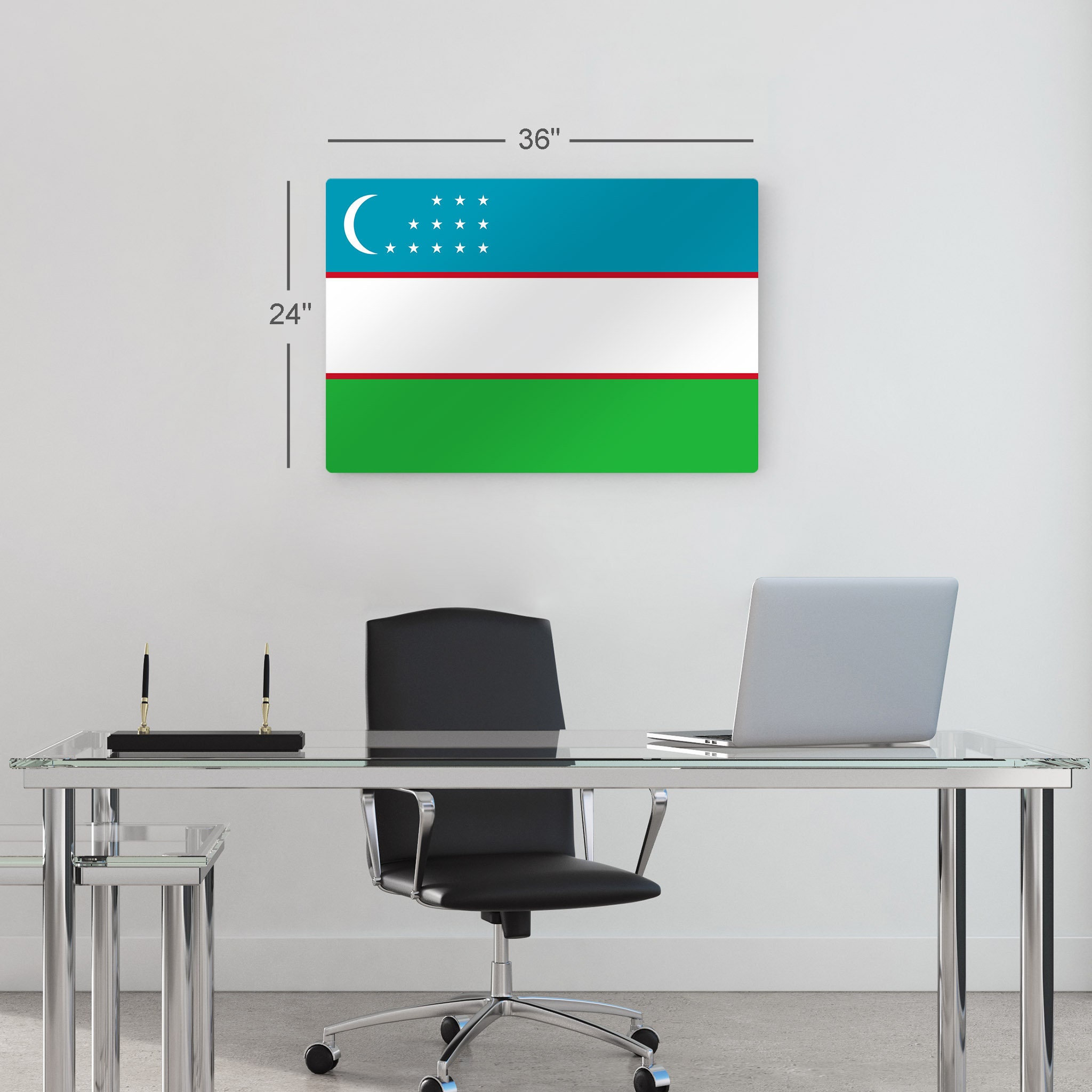 Bandiera Uzbekistan Da Tavolo 4x6 Pollici Con Supporto Oro E Base - Trade Winds - Foto 5