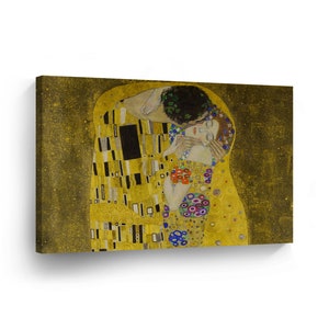 The Kiss by Gustav Klimt Canvas Print Wall Art Famous Art Painting Reproduction Fine Art Oil Paintings Modern Art Stretched Ready to Hang