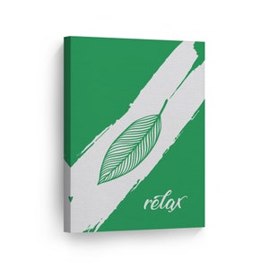 Relax Typography Green Bathroom Decor Canvas Print Bathroom Sign Bathroom Wall Decor Wall Art Home Decoration Ready to Hang