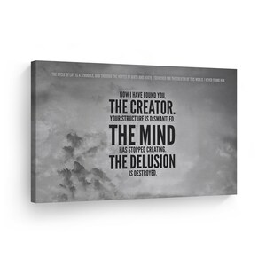 The Mind Has Stop Creating The Delusion Is Destroyed Quote CANVAS PRINT Motivational Inspirational Wall Art Artwork Living Room Home Decor