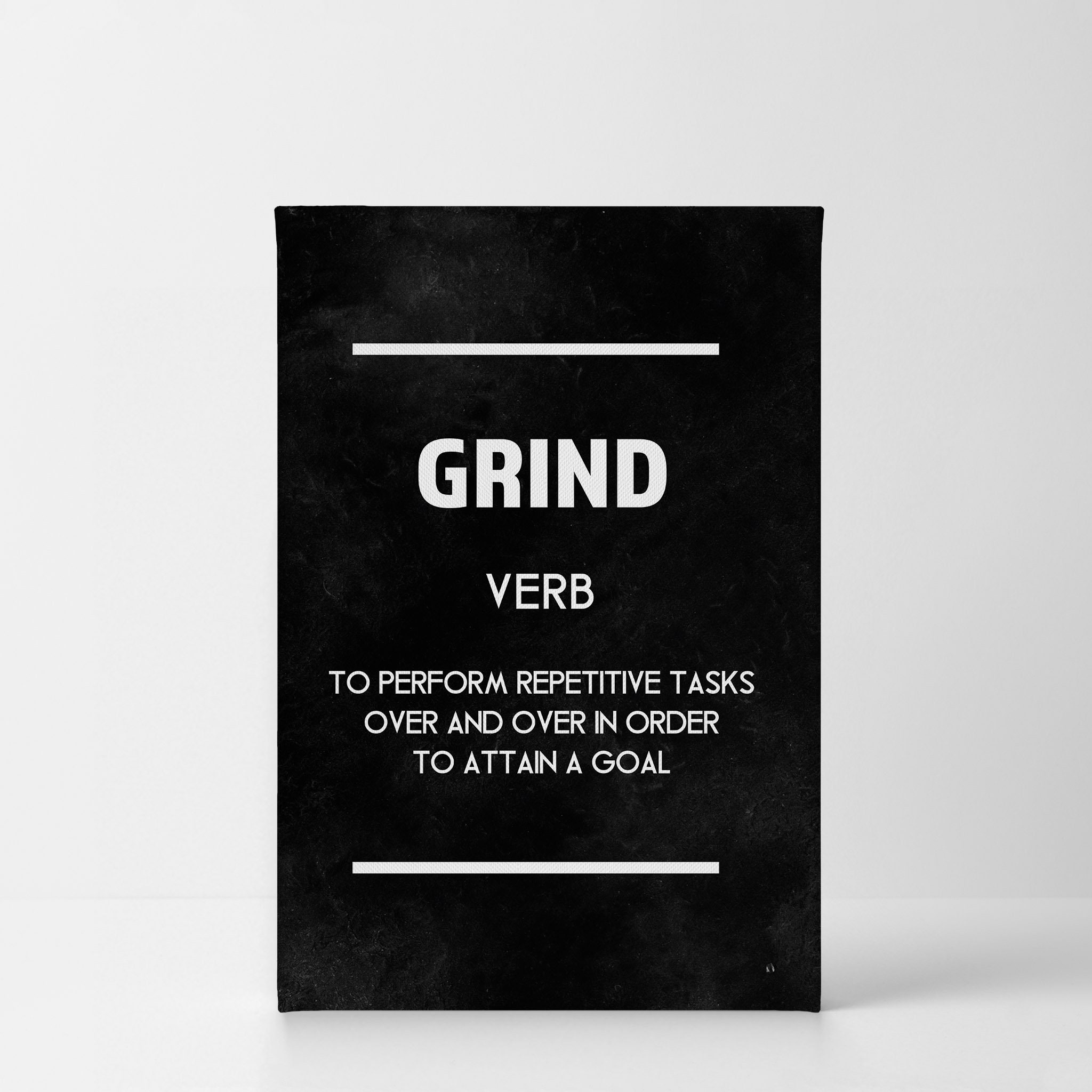 Grind Definition Dictionary Black Motivational Canvas Wall Art Etsy