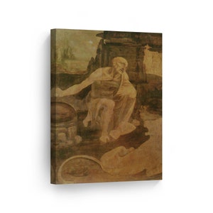 Saint Jerome in Wilderness by Leonardo Da Vinci Canvas Wall Art Famous Art Painting Reproduction Classic Art Oil Paint Modern Home Decor