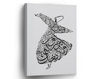 Islamic Wall Art Whirling Dervish Dance Black and White Photo Room Wall Art Home Decor Artwork Prints Stretched Framed-Ready To Hang