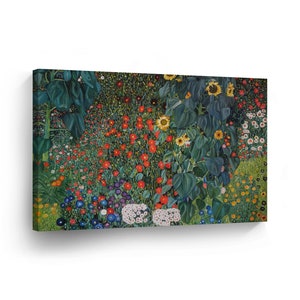 Country Garden with Sunflowers by Gustav Klimt Canvas Print Wall Art Painting Reproduction Oil Paintings Modern Art Ready to Hang