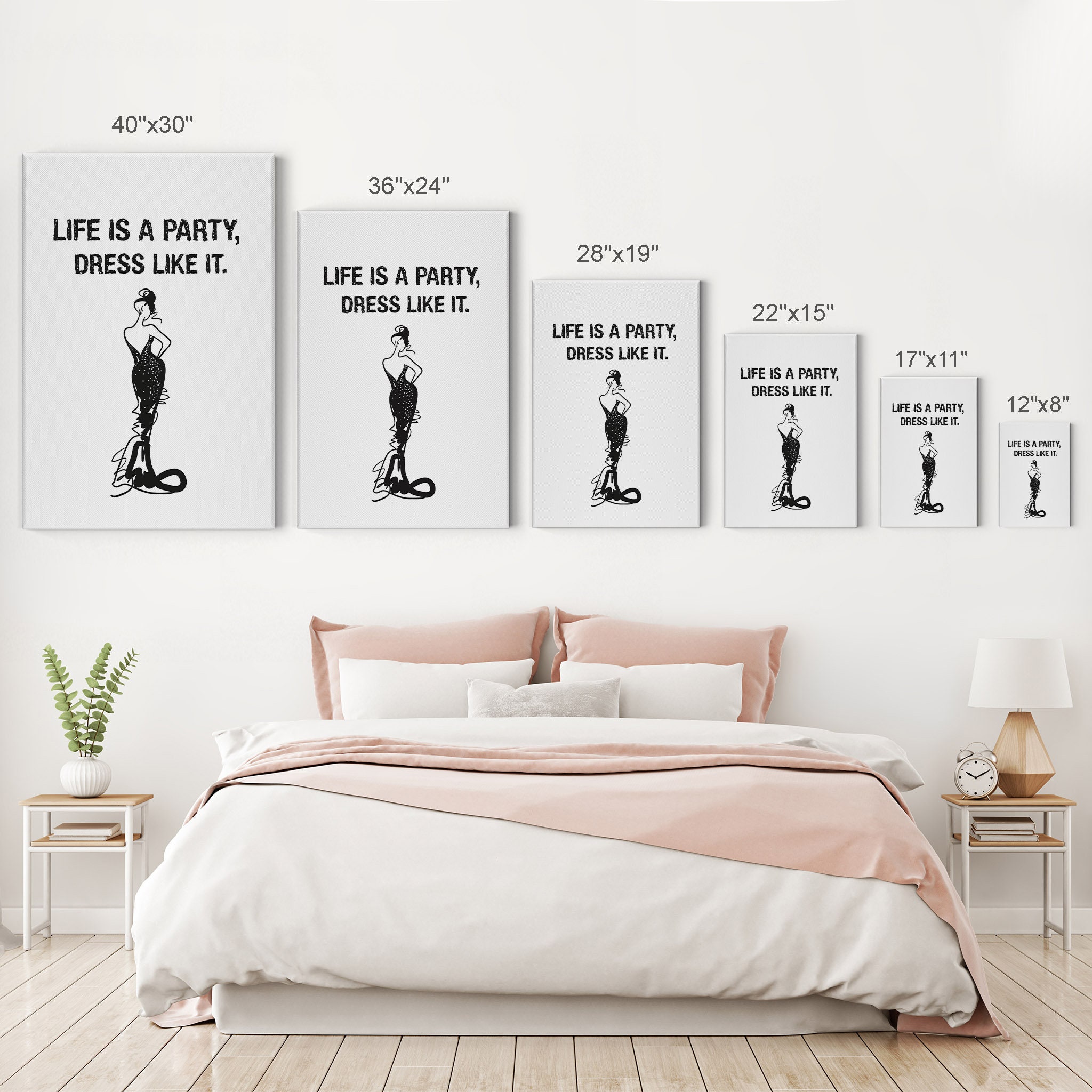 Life is a Party Dress Like It Quote Lady in Sexy Dress Glam Fashion Wall  Art Canvas Print Girl Room Women Bedroom Living Room Ready to Hang - Etsy