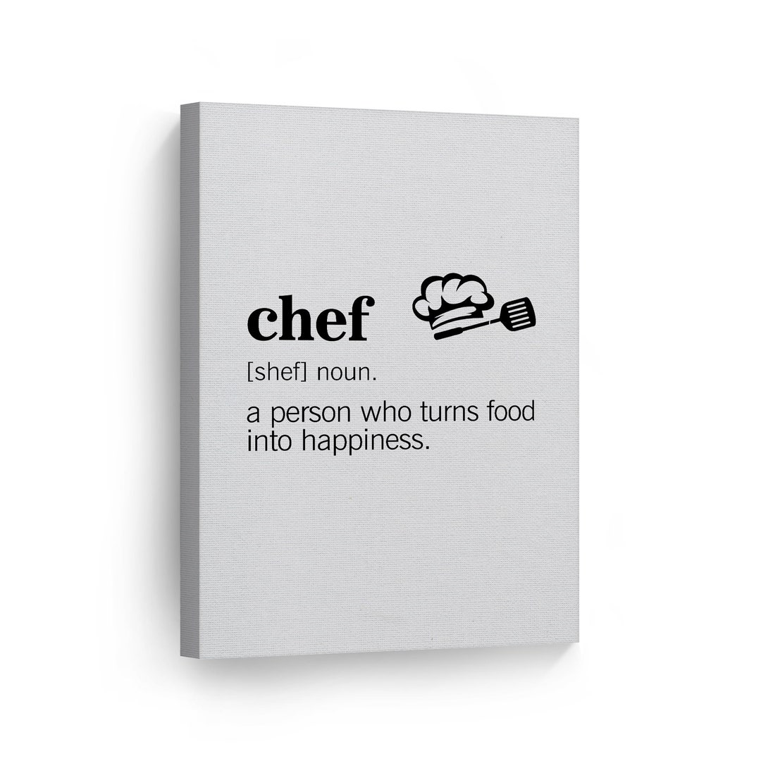 Noun Dictionary Definition of Chef Funny Quote Kitchen Canvas Etsy