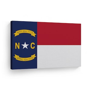 North Carolina State Flag CANVAS or METAL Wall Art Print State Capital of USA Flag Us Flag Living Room Dorm Office Decor Ready to Hang