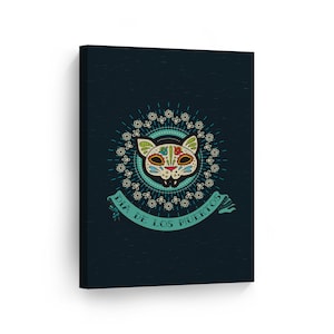 Dia De Los Muertos Floral Cat Sugar Skull Day of the Dead Metal or Canvas Print Mexican Wall Art Living Room Bedroom Wall Decor Home Decor