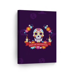 Dia De Los Muertos Deads Day Sugar Skull Decorative Candles Day of the Dead Metal or Canvas Print Mexican Wall Art Living Room Home Decor