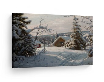 絵画 In the midst of winter Sunlit Winter Landscape Peder Mork Monsted Canvas Wall Art Print