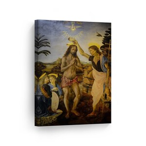 Baptism of Christ by Leonardo Da Vinci Canvas Wall Art Famous Art Painting Reproduction Classic Art Oil Paint Modern Home Decor