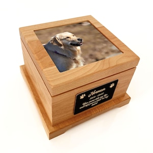 Custom Wood Pet Urn Cremation Pet Urn Wooden Pet Urn Dog Urn Cat Urn Photo Pet Urn Memorial Keepsake Personalized Photo Custom Urn Loss Gift