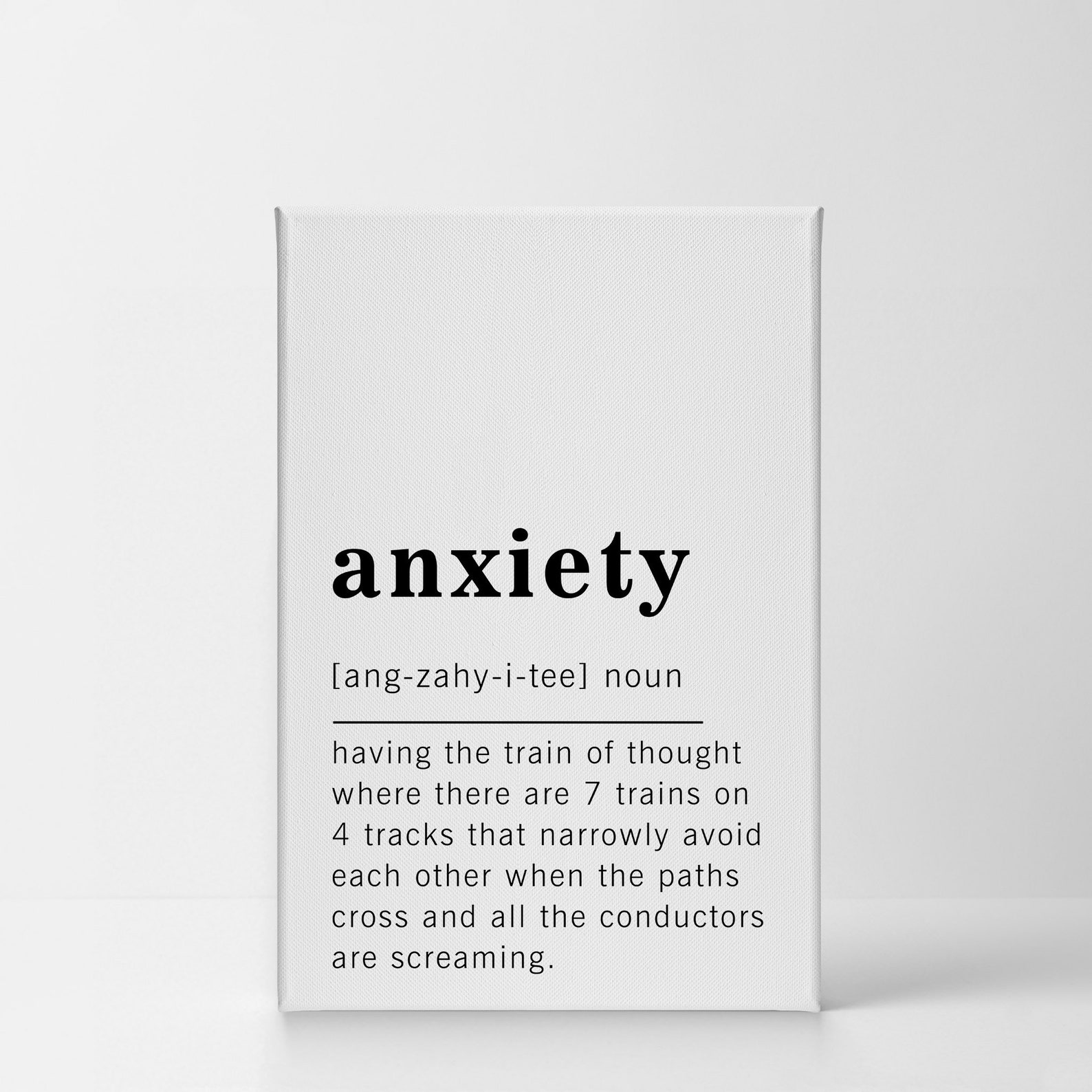 Funny Noun Dictionary Definition of Anxiety Canvas Print Etsy