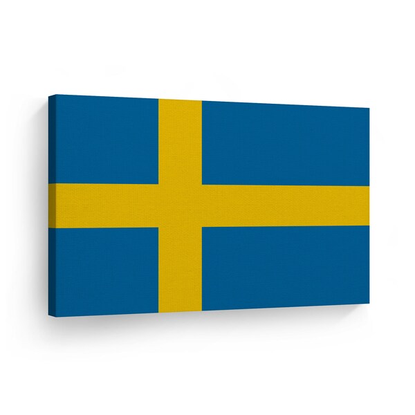 Sweden Flag CANVAS or METAL Wall Art Print Country Flags Office Living Room Dorm Bedroom Kitchen Sports Club Bar Decor Modern Home Decor