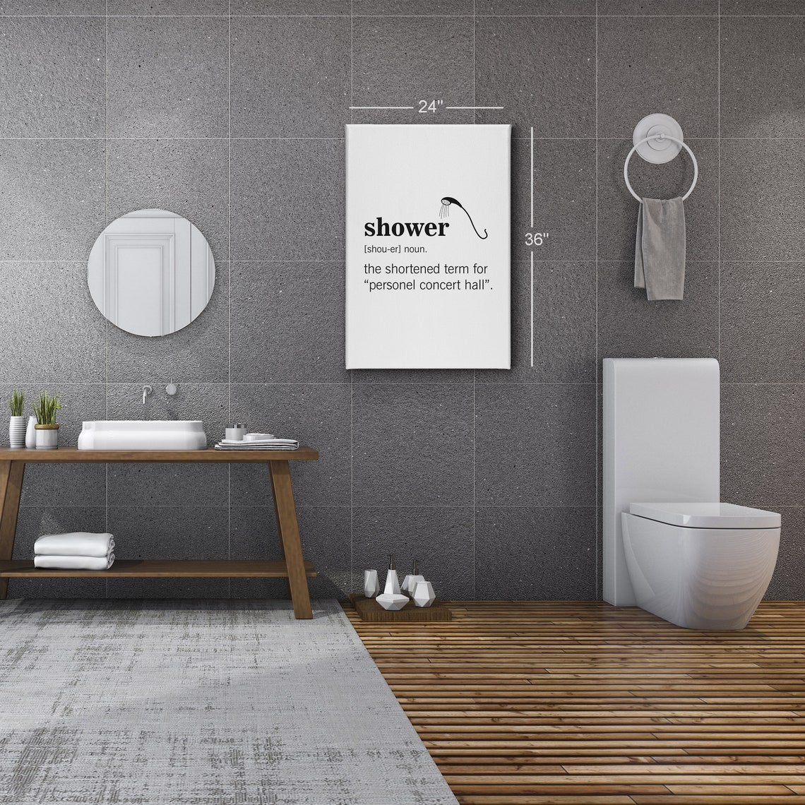 Noun Dictionary Definition of Shower Funny Quote Canvas Print Etsy
