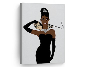 Audrey Hepburn wall Art African American Style Breakfast at Tiffany's Art Home Decor Artwork for Living room Bedroom Artwork Ready To Hang
