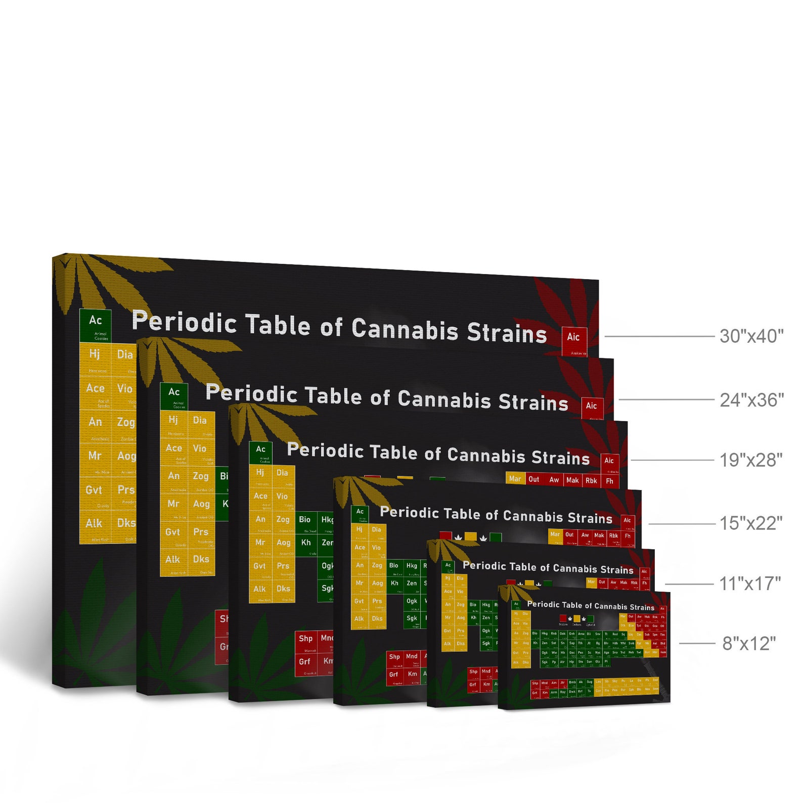 Periodic Table of Cannabis Strains Marijuana Leaves Smoke Weed - Etsy