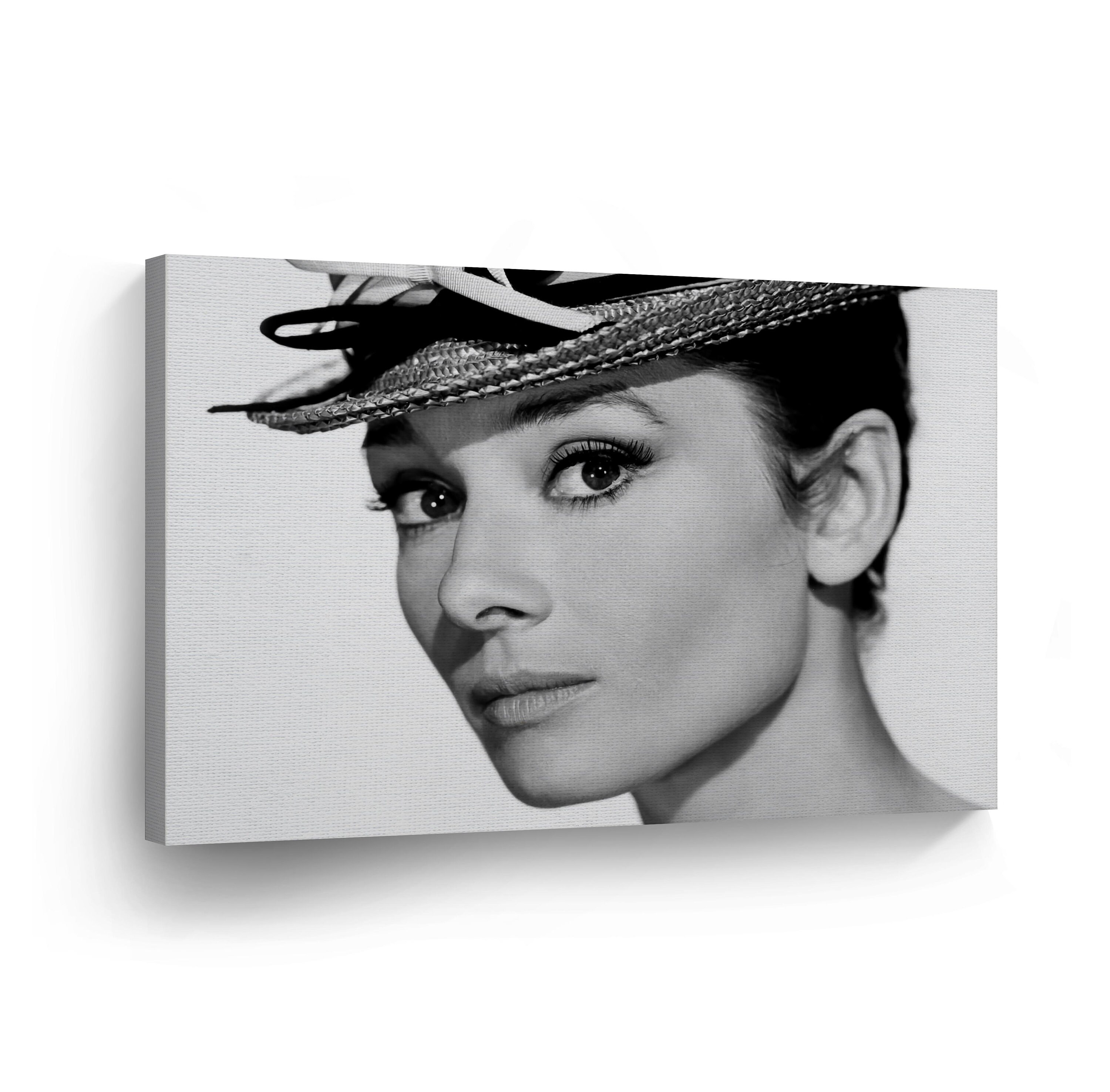 audrey hepburn beauty side profile hat black and white photo etsy
