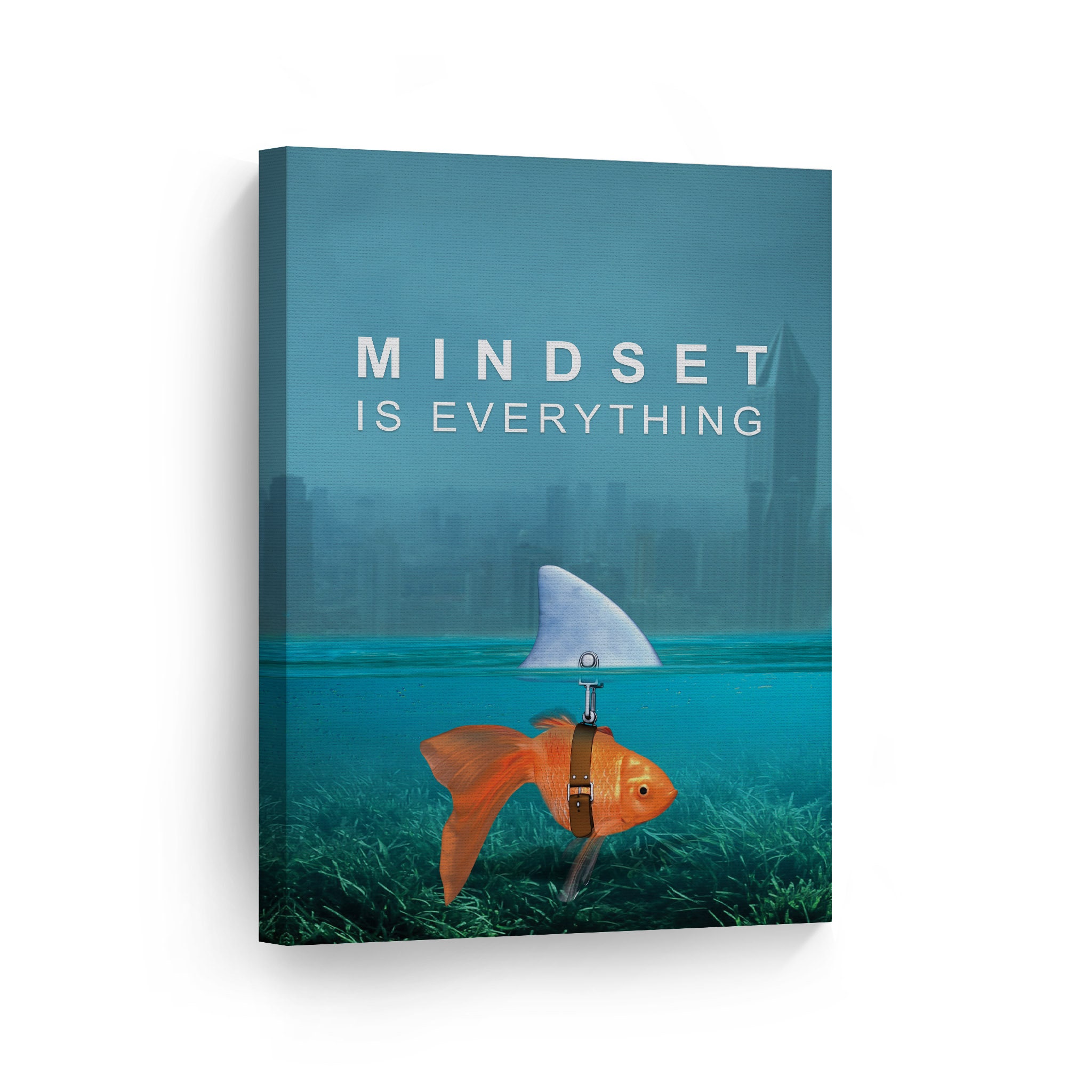 Mindset is Everything Canvas Print Fish Shark Entrepreneur Etsy
