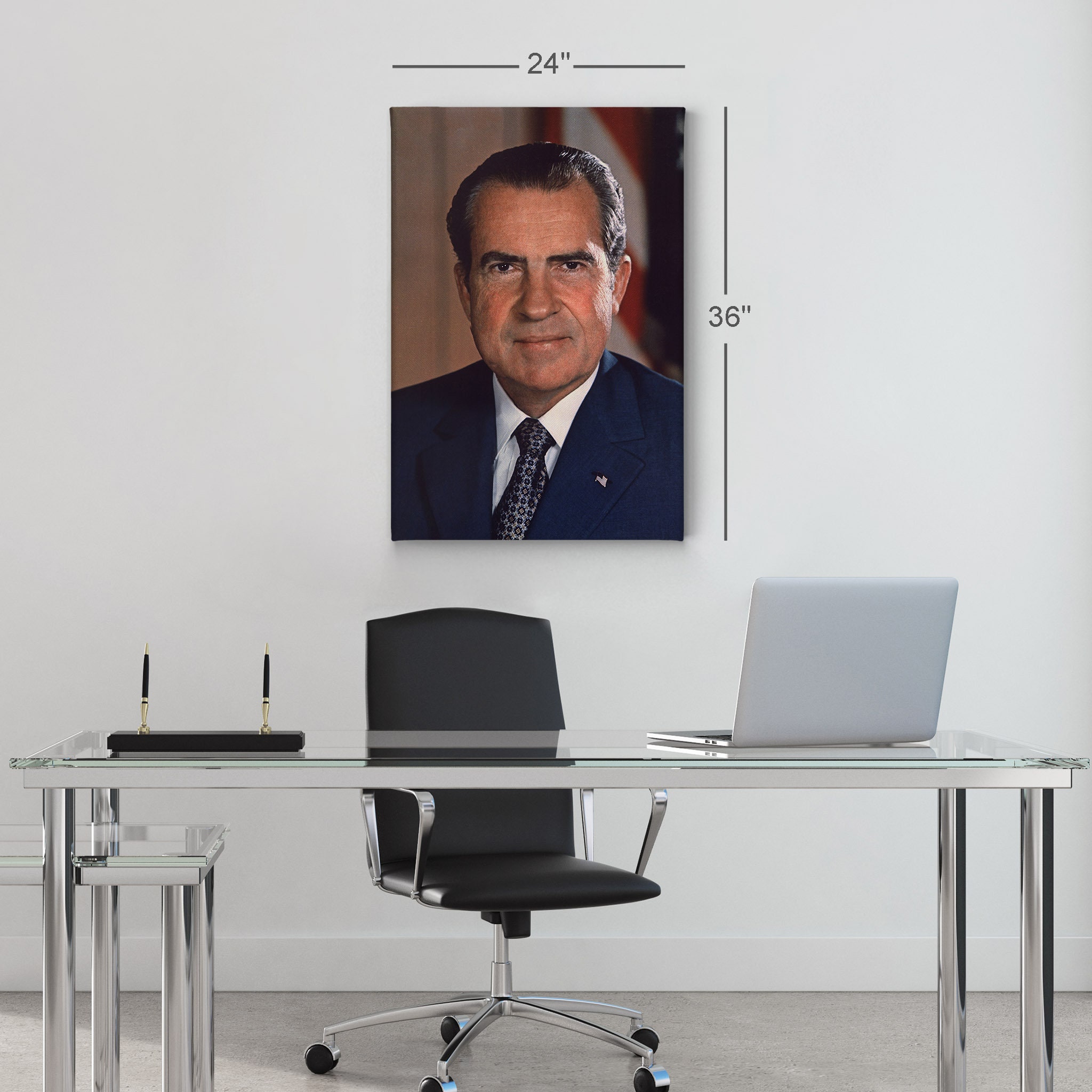 Artery8 Stampa Su Tela Premium Richard Nixon Ritratto 30x41 Cm, Quadro Murale Decorativo