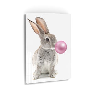 Bunny Rabbit Animal Bubble Gum Art Pink METAL Home Decoration Pop Art Living Room Metal Decor Kids Room Decor Nursery Decor