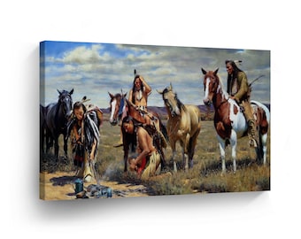 Indian Art Native Americans Trace CANVAS PRINT Indian Decor Decorative Wall Art Gallery Stretched and Ready to Hang