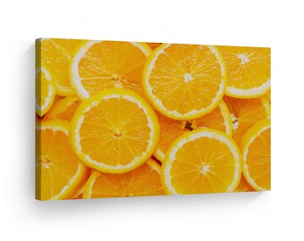 Fresh Slices of Orange Fruit Kitchen Canvas Wall Art Print Restaurant Cafe Dining Room Farmhouse Decor Modern Kitchen Decor