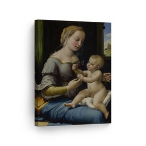 The Madonna of the Pinks by Raphael Art Canvas Wall Art Print Famous Fine Art Oil Painting Reproduction Renaissance Art Home Decor