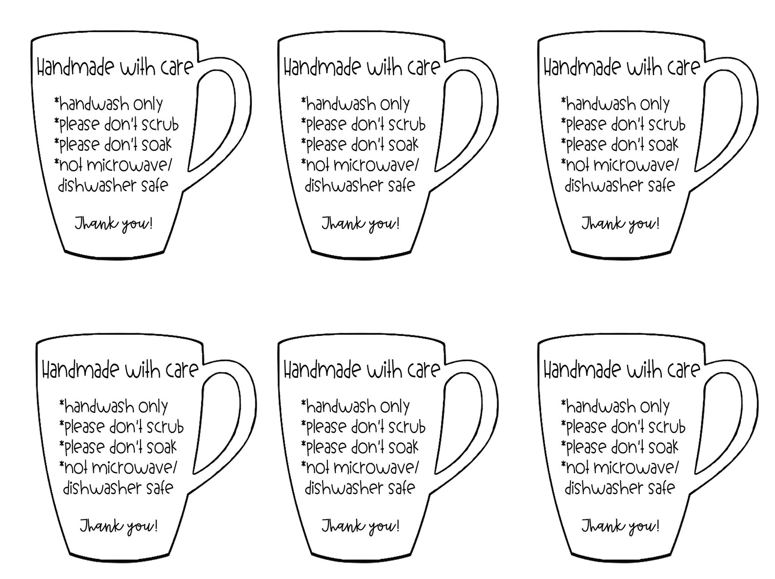 Care Instructions for Mugs and Cups Digital Files Etsy