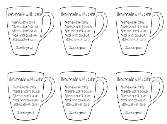 Cup Care Instructions | Washing Cup Directions | Cup Care Instruction Cards  | Printed Sets of cards for Cup Care Instructions