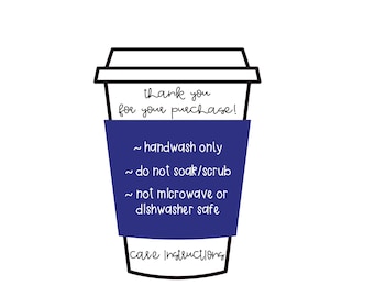 Instrucciones de cuidado de la taza Descarga digital de archivos cortados