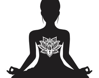 Lotus Mandala Meditación SVG Descarga digital Archivo de corte