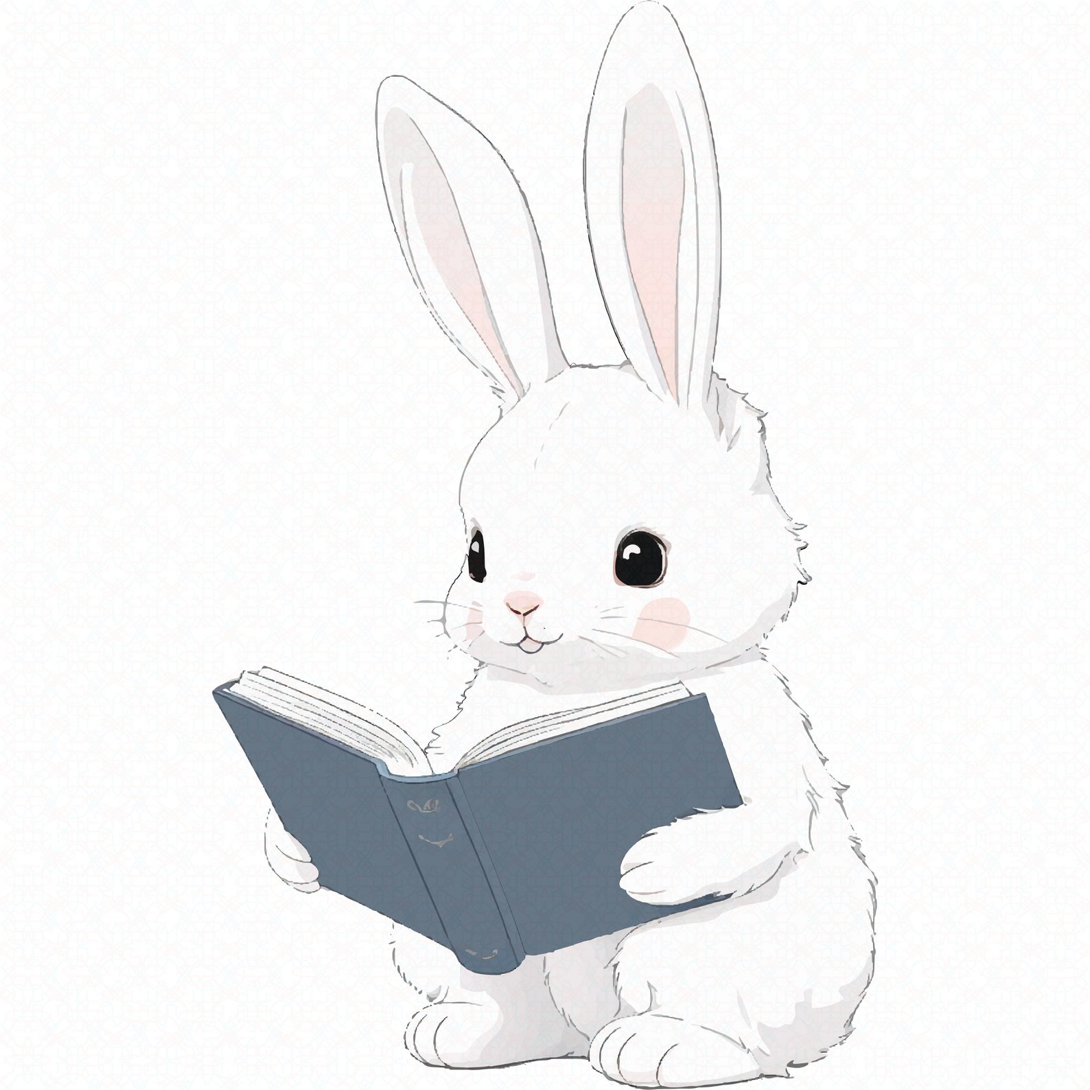 Printable Reader Rabbit Bunny Reading Book SVG DXF PNG, Bunny Svg, Animal Reading Svg, Rabbit ...