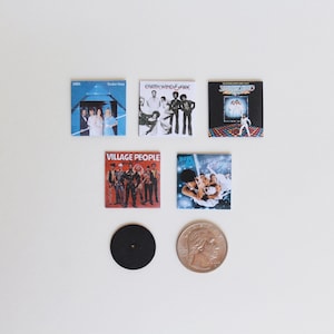 Miniature Disco Records Vinyl Set of 5 Dollhouse Albums 1970s
