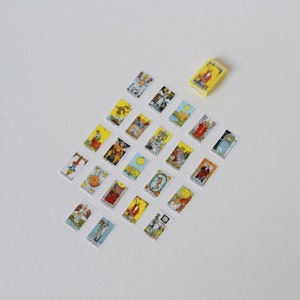 Miniature Tarot Cards Major Arcana 22 Cards and Box Dollhouse 1:12 Scale