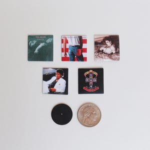 Miniature 1980s Records Vinyl Set of 5 Dollhouse Albums Rock Pop